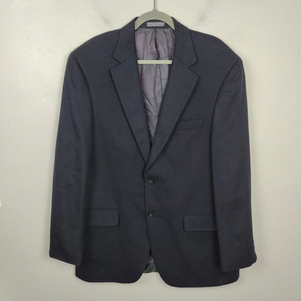 Saks Fifth Avenue Loro Piana 100% Worsted Camel Hair Blazer Men 42L Black Jacket